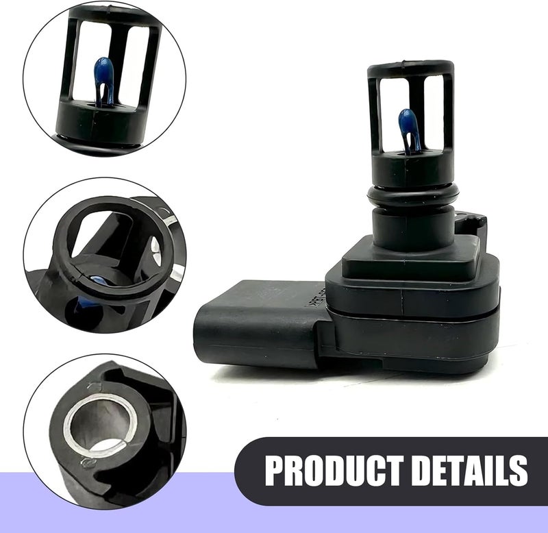 Merdege MERCGQ2415BL-1PC Black Automotive Intake Pressure and Temperature Sensor, Replacement for OE: 12681993 082800-0630 - Image 3